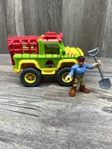 Jurassic Park Jeep Truck Mattel 2014 With Driver Shovel Action Toy Top Back Op - £11.85 GBP