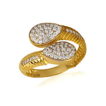 14K Yellow Gold Pear CZ Wraparound Scaled Band Ring - £215.56 GBP