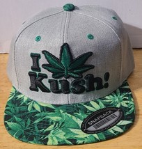 I Love Kush Marijuana Leaf Leaves Cannabis Snapback Baseball Cap ( Gray ) - £11.77 GBP