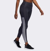 adidas Womens Tummy Control Three Stripes Tight, X-Small, Carbon/White - $75.00
