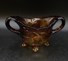 Indiana Glass Burnt Honey Amber Tiara Sweet Pear &amp; Leaves Open Sugar - $24.74