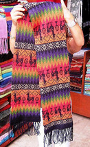 Multicolour ethnic peruvian scarf, pure Alpacawool - £52.75 GBP
