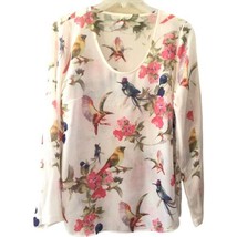 DNA Couture Sheer white blouse w/ Beautiful Bird Size Small Hummingbird - £18.83 GBP