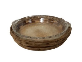Vintage PYREX Baker In A Basket 9 1/2&quot; Pie Plate 229 Woven Basket, - $12.22
