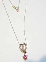 14K White Gold Pink Topaz Heart & Diamond Pendant w/ 18"L Chain, 0.90(TCW) - £180.72 GBP