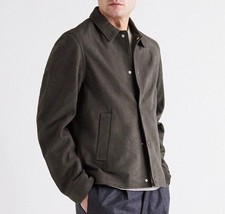 New Mens Suede Leather Jacket Designer Shirt Men Biker Real Leather Jacket #124 - £86.25 GBP+