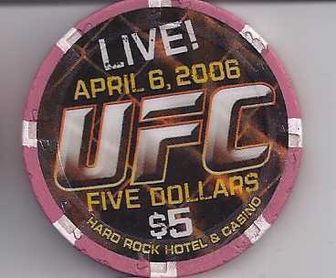 $5 HARD ROCK HOTEL VEGAS Casino Chip UFC LIVE APRIL 6 2006 - $10.95
