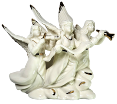 Mikasa Holiday Elegance FK001/808 Porcelain Angels 7&quot; Figurine White w Gold Trim - £19.97 GBP