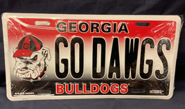Georgia Bulldogs GO DAWGS Aluminum Metal License Plate Sign - £4.87 GBP