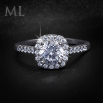 3.15 Carat Engagement RING Round Cut Halo 100% Genuine Sterling Silver SIZE 5-9 - £40.22 GBP
