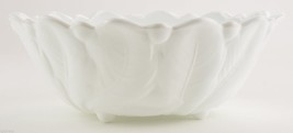 Indiana Glass Wild Rose Milk Glass Round Footed Bowl 9&quot; W Collectible Home Decor - £13.11 GBP