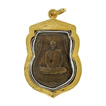 Lp Ruay Famous Monk Talisman Buddha Thai Amulet Magic Pendant Gold Case - £15.97 GBP