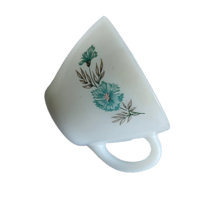 Fire King Oven Ware Bonnie Blue Cup Flower Carnation Coffee Mug Tea MCM 50s - £9.56 GBP