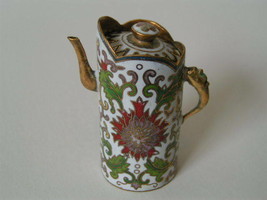 Vintage Mini Cloisonne Enamel White tea pot - £18.90 GBP