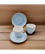 Ralph Lauren Hampton’s Tea Sky Blue with Gold Trim CUPS &amp; SAUCERS Set Of... - $913.05 MXN