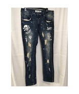 Reason Men&#39;s Blue W/ Paint Marks Pants/Jeans/Slim fit Sz 34 SKU 3060 - $56.10