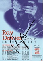 Ray Davies Of The Kinks Live In Concert Hand Signed Flyer - £23.50 GBP