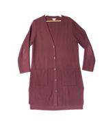 J Jill Cardigan Womens Large Burgundy Long Knit Ribbed Duster Minimalist... - £21.65 GBP