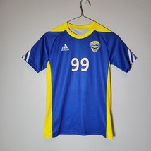 Adidas Kids Shirt Youth M Euro FC Soccer Blue Short Sleeve Polyester - £10.69 GBP