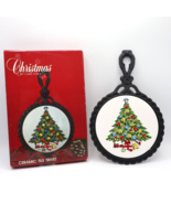 Christmas By Carlton Christmas Tree Cast Iron &amp; Ceramic Tile Trivet 1985... - $10.25