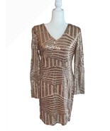 NEW Miss Ord Gold Sequin Bodycon V-Neck Mini Dress L Juniors Prom Hoco Mob Wife - $831.73 MXN