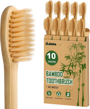 Bamboo Toothbrushes Soft Bristles 10 Pack, Biodegradable BPA Free Soft B... - $14.77