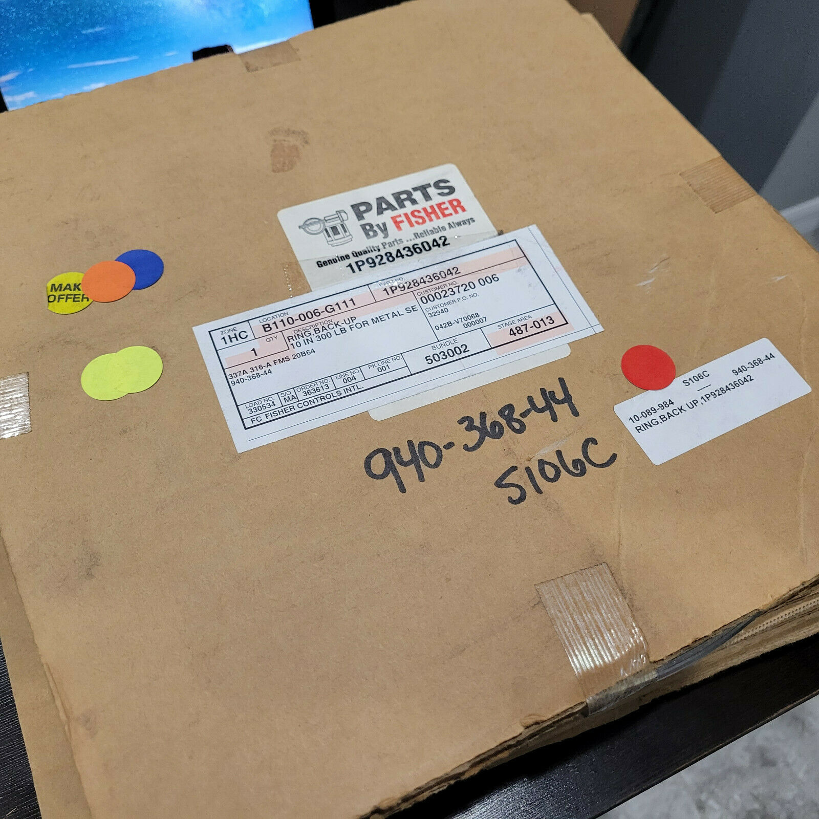 Fisher 1P928436042 Back Up Ring NEW NIB SALE - $262.14