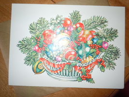 Vintage Christmas Originals Basket of Bulbs Christmas Card New with Enve... - $3.99