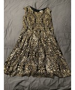 Eva Mendes X New York &amp; Company Black Gold Sequin Fit Flare Dress Size 6 - $420.42 MXN