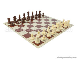 Dubrovnik Zagreb Chess Set - Chess Board Brown 20&quot; + Chess Pieces 3,5&quot; Standard - £40.32 GBP