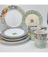 Corelle Watercolors 16-Pc Dinnerware Set 2000&#39;s With Rim Soup Bowls - $4,594.46 MXN