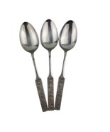 3 Orleans Silver Stainless AZTEC Oval Soup Spoons Tablespoons Vintage Ja... - $22.88 CAD