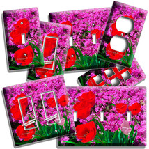 Red Tulips Pink Petunias Flower Garden Light Switch Outlet Wall Plate Floral Art - £14.37 GBP+