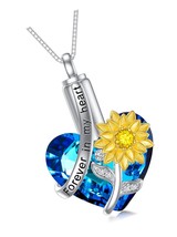 Sunflower Urn Necklace for Ashes s925 Sterling Silver - £163.45 GBP