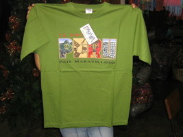 Unisex Green T-shirt, Peru print, pure cotton with round neck  - $32.00