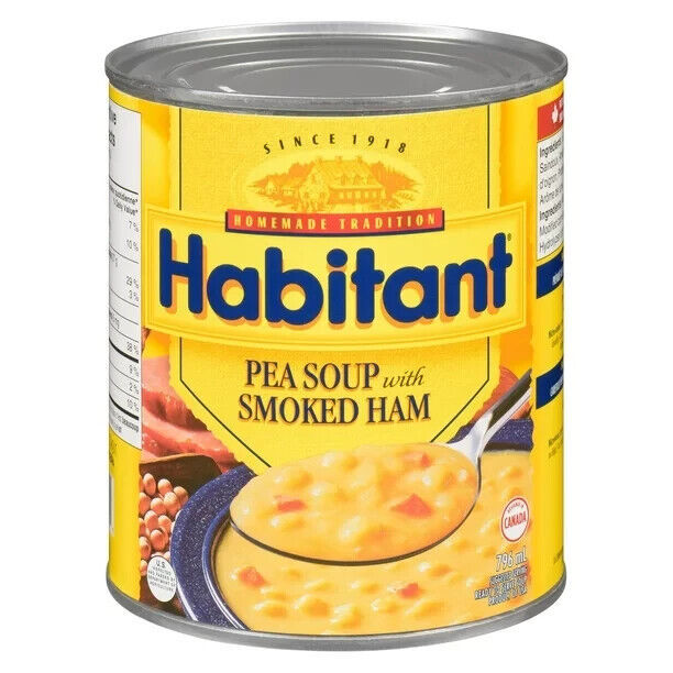 Primary image for 10 X Cans of Habitant Pea Soup with Smoked Ham - 796 ml./ 28 oz. Each