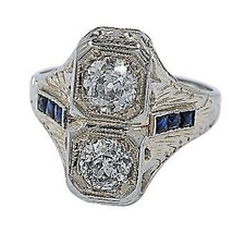 18k White Gold Diamond &amp; Lab-Created Sapphire Ring Sz 5.5 TDW = 0.90 ct - $2,131.92