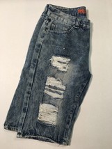 Trillnation 32 Jeans Moto Shorts Size 32 x 13 Men&#39;s Distressed Blue Denim - £9.25 GBP