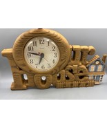 Vtg Burwood Our Home Quartz Wall Clock Faux Wood Key Hooks House Design - $407.66 MXN