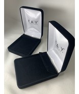 2 KAY Jewelers Empty Large Black Velvet Jewelry Earrings Clamshell NO BO... - $497.13 MXN