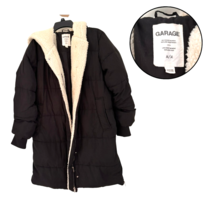 Garage Women’s M Black Sherpa Lined Hooded Puffer Coat Long Winter Jacke... - €19,54 EUR