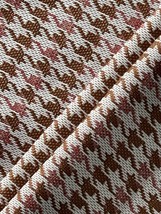 VTG 60’s 70’s Brown Pink Checkered Polyester 2 3/4 Yds Fabric - £1.56 GBP