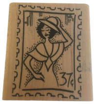 Viva Las Vegas Rubber Stamp Postage Stamp Lady Woman Fashion Hat Snail Mail VLVS - £3.98 GBP