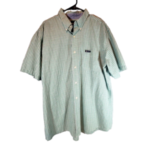 Chaps Mens Button Down Shirt 2XL Green Plaid Short Sleeve Easy Care - $13.63