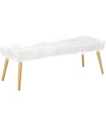 Magnus Long Hair Furry Ottoman, White, By Christopher Knight Home - $133.95