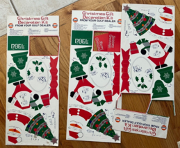 3 Christmas Gift Decoration Kit Gulf Dealer Collectible Litho USA Santa ... - £10.20 GBP