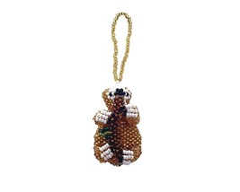 Beaded Sloth Hanging Animal Figurine Ornament Czech Glass Seed Bead Dangling Dec - $19.79