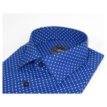 Men's Shirt Hankie CASILA Turkey Cotton Blend 501920-05 Royal Blue Polka Dots image 6