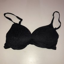 Victoria’s Secret Pink 32A Wear Everywhere Push-Up Black Lace Overlay Padded Bra - £6.30 GBP