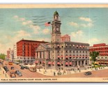 Public Square and Court House Canton Ohio OH LInen Postcard R27 - £1.54 GBP